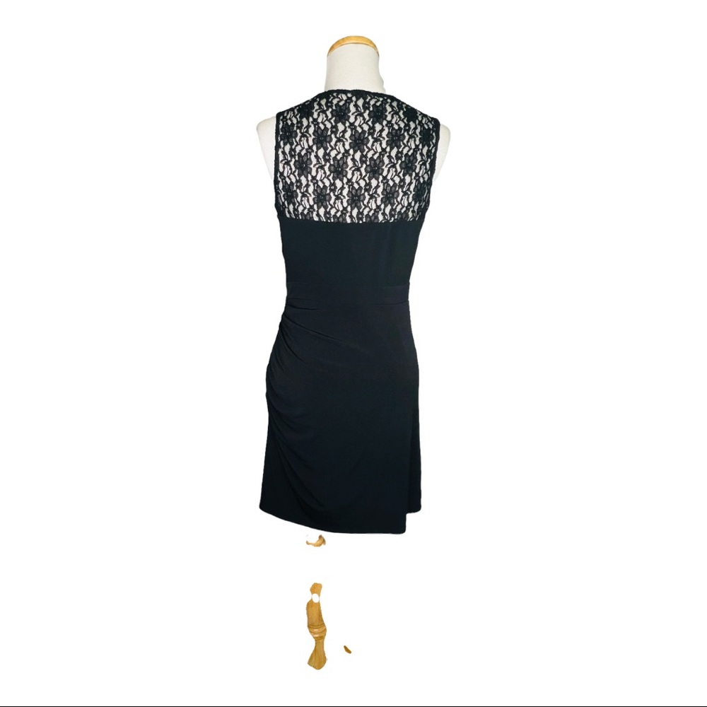 Laundry by Shelli Segal Vintage 90s Ruched Lace Little Black Dress Women’s Sz 6 - Picture 4 of 12